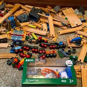 Brio train tracks and trains